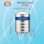 Bồn nước Inox Việt Anh 2500l đứng Φ1140