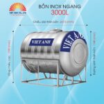 Bồn nước Inox Việt Anh 3000l ngang Φ1140