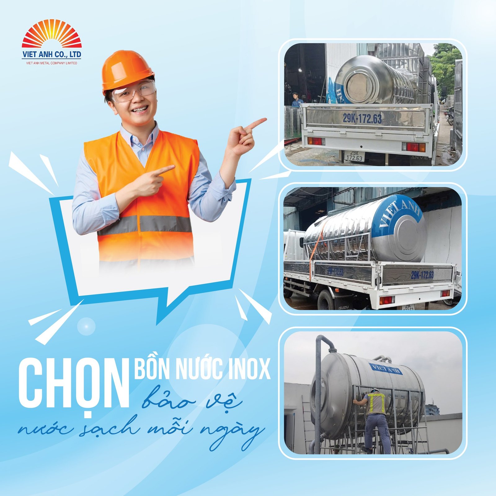 Chọn bồn nước inox-chọn bảo vệ nước sạch mỗi ngày