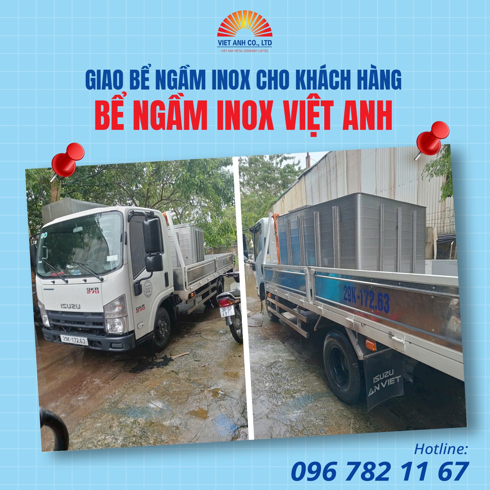 Giao bể ngầm inox Việt Anh cho khách trong tuần mới