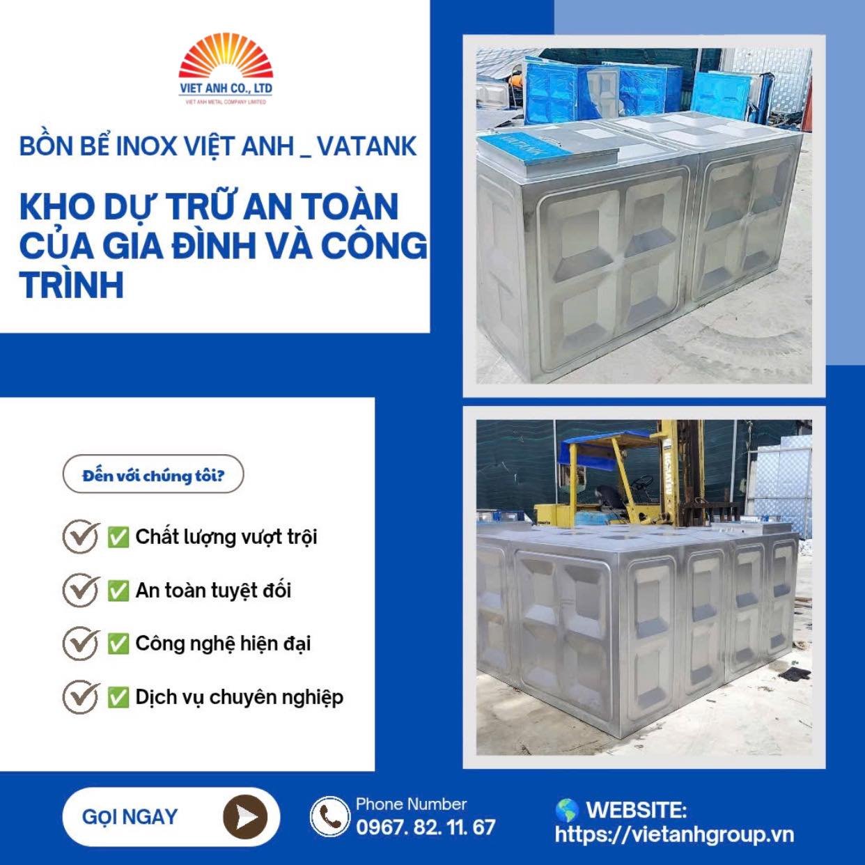 Bồn bể inox công nghệ cao Việt Anh VATANK- Giải pháp lưu trữ nước hiện đại