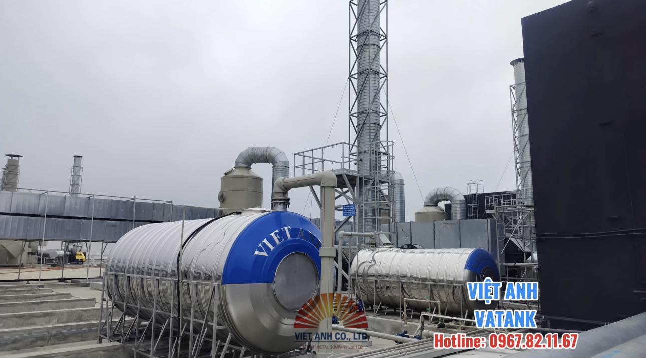 Bồn tank inox công nghiệp do VATANK lắp đặt tại nhà máy Cooler Master Bắc Ninh