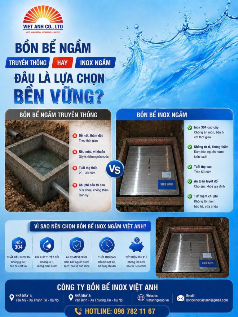 So sánh bồn bể ngầm truyền thống và bồn inox ngầm hiện đại