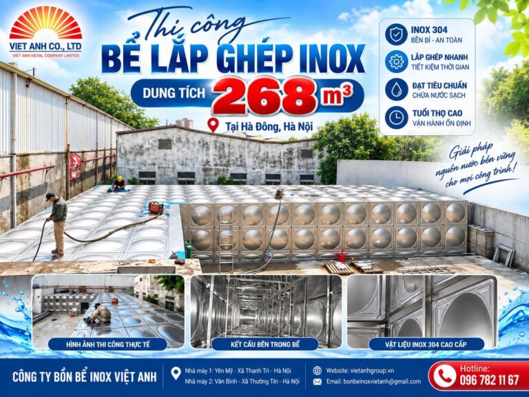 Bể lắp ghép inox 268m³ tại Hà Đông, Hà Nội